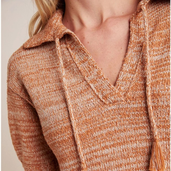Anthropologie Carlotta Knit Sweater Pullover Rust Cream  Size M Boho Cottagecore - Picture 3 of 8